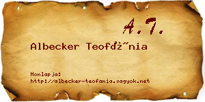 Albecker Teofánia névjegykártya